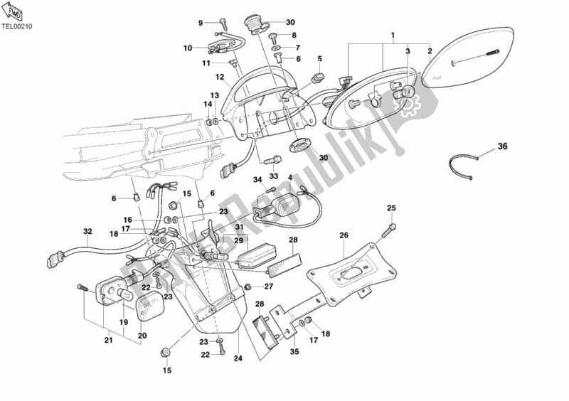 All parts for the Taillight of the Ducati Supersport 800 SS USA 2006